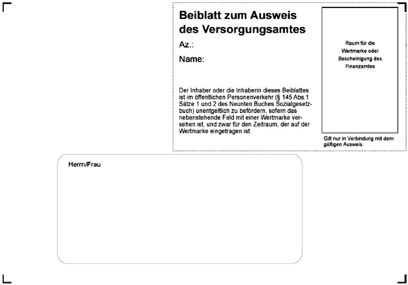 Muster 2 - Beiblatt zum Ausweis des Versorgungsamtes